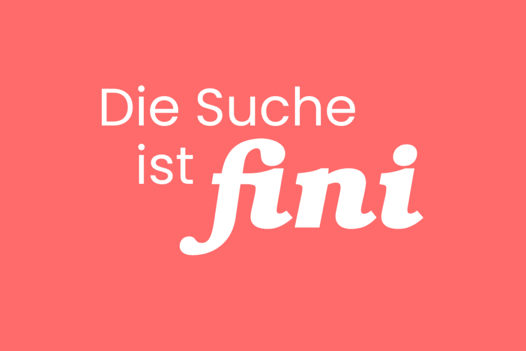 Grafik zur Newsletter-Anmeldung von fini.wien mit dem Slogan: Die Suche ist fini.